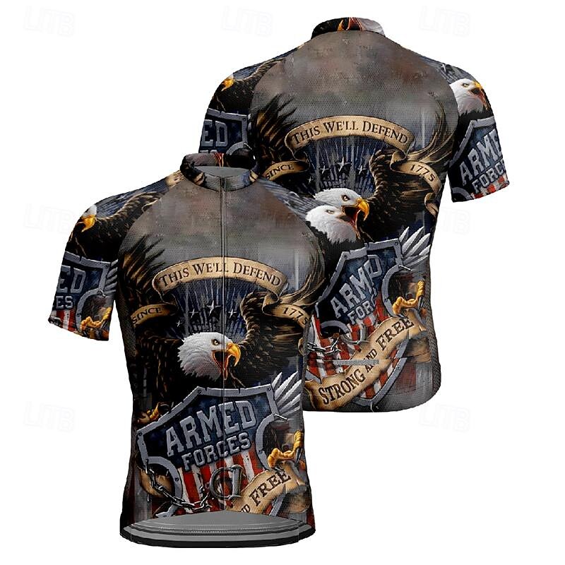 Men's Cycling Jersey Eagle Short Sleeve Bike Tee Tshirt Jersey Top with 3 Rear Pockets Mountain Bike MTB Quick Dry Breathable Sports Dark Gray Clothing Apparel3