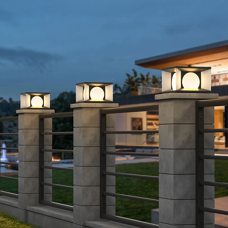 LED Outdoor Wall Light Warm White 30cm 1-Light External Waterproof Pillar Light Modern Villa Gate Fence Pillar Lamp Garden Yard Lawn Pathway Porch Decoration Lighting Fixture Acrylic 110-240V4