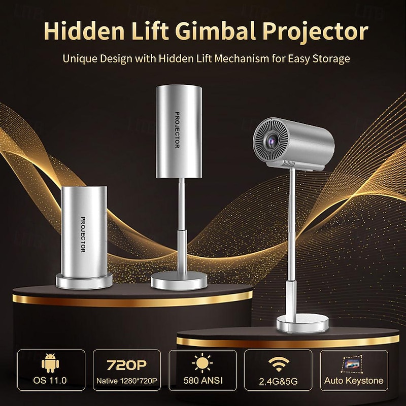 Factory Outlet TS-3 LED Projector Built-in speaker Mini Handheld Pocket Portable Auto focus WIFI Projector 720P (1280x720) 2000 lm Android 9.0 Compatible with iOS and Android HDMI USB3
