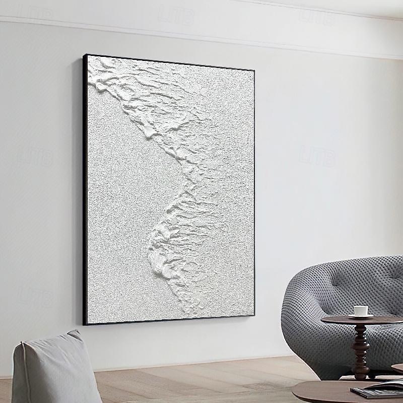 Wave oil painting handmade white plaster art plaster art on canvas white minimalist painting white abstract painting large white textured painting wall art white 3d wall art2