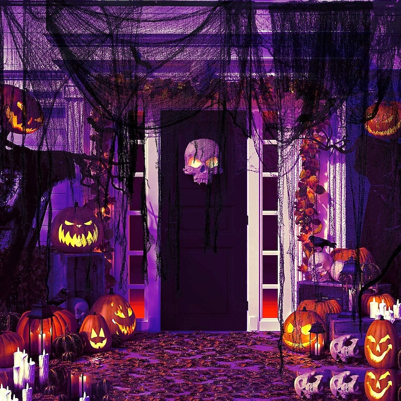 Halloween Black Creepy Cloth Scary Gauze Cloth Doorways  Web Netting Fabric  for Haunted House Creepy and Spooky Halloween Decorations4