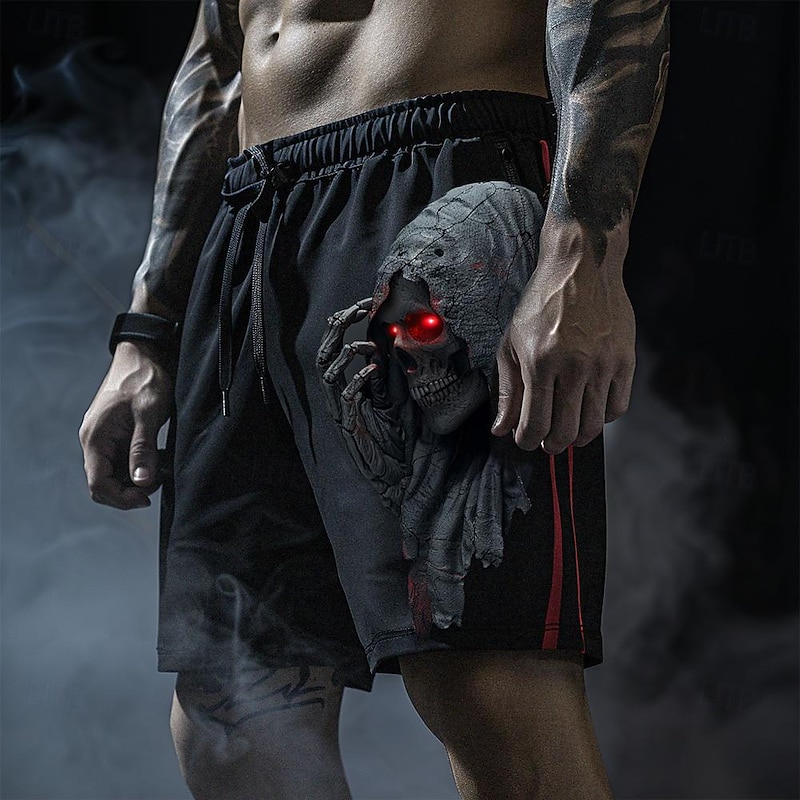 Men's Skull Swim Trunks Swim Shorts Board Shorts Mid Waist Fashion Streetwear Designer Casual Daily Holiday Drawstring Pocket Elastic Waist Designer Clothing Apparel