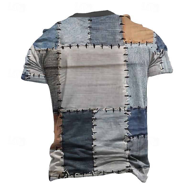 Men's T shirt Plaid Clothing Apparel 3D Print Street Daily Short Sleeve Polyester Vintage Cool2