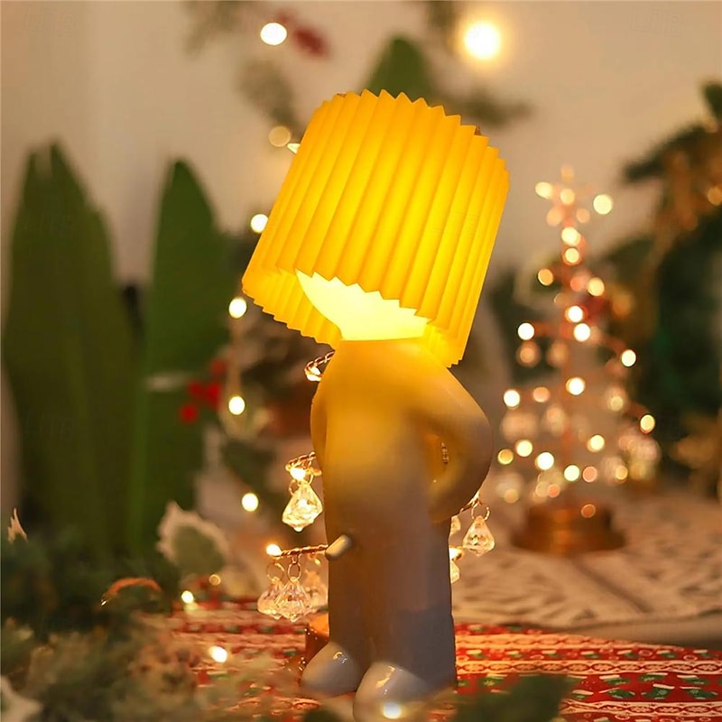 Mischievous Boy Desk Lamp LED Pleated Reading Light Bedroom Bedside Shy Night Light Fun Children's Gift Small Night Light 1PC2