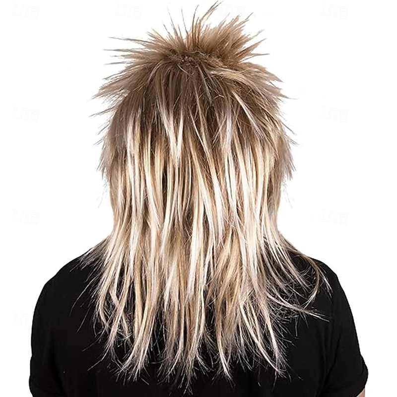 80s Rockstar Men Wig 80s Costume Accessory for Adults  Long Spiky Mullet Wigs for Men and Women Carnival Rocker Cosplay Wig3