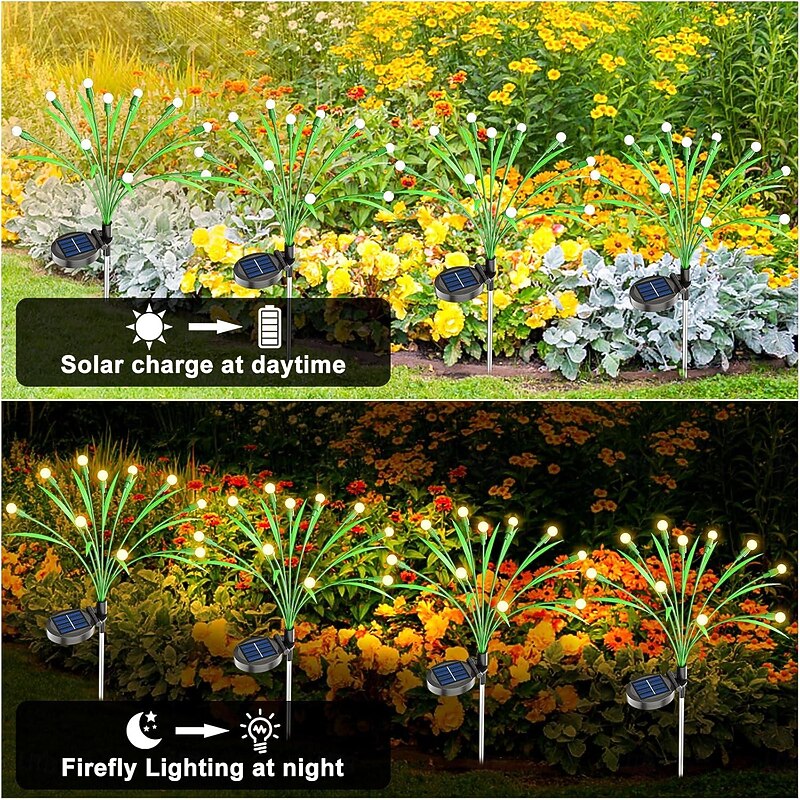 2pcs Solar LED Garden Lights, Solar Firefly Swing Lights 6/8/10LED  Outdoor Waterproof Garden Pathway Landscape Outdoor Decorative Lights for Halloween3