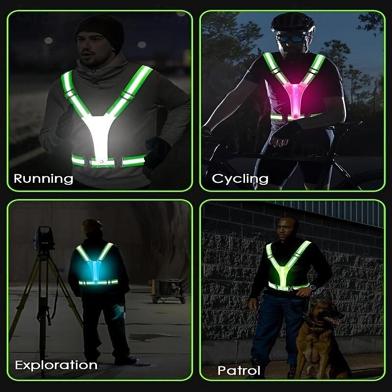 1pc LED Reflective Running Vest Light High Visibility, Rechargeable & Adjustable Lighting for Safe Walking, Running, Cycling Durable & Comfortable Design4