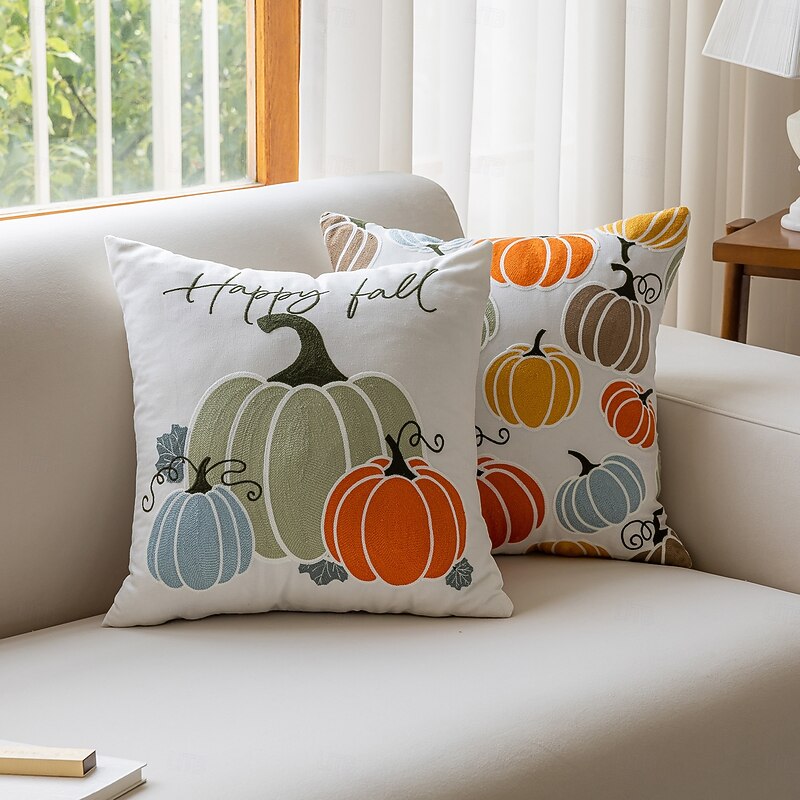 Halloween Emboidery Pumpkins Decorative Toss Pillows Cover 1PC Soft Square Cushion Case Autumn Pillowcase for Bedroom Livingroom Sofa Couch Chair3