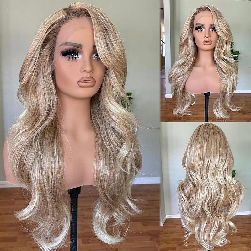 Remy Human Hair 13x4 Lace Front Wig Free Part Brazilian Hair Wavy Multi-color Wig 130% 150% Density with Baby Hair Highlighted / Balayage Hair 100% Virgin Glueless Pre-Plucked For Women Long Human4