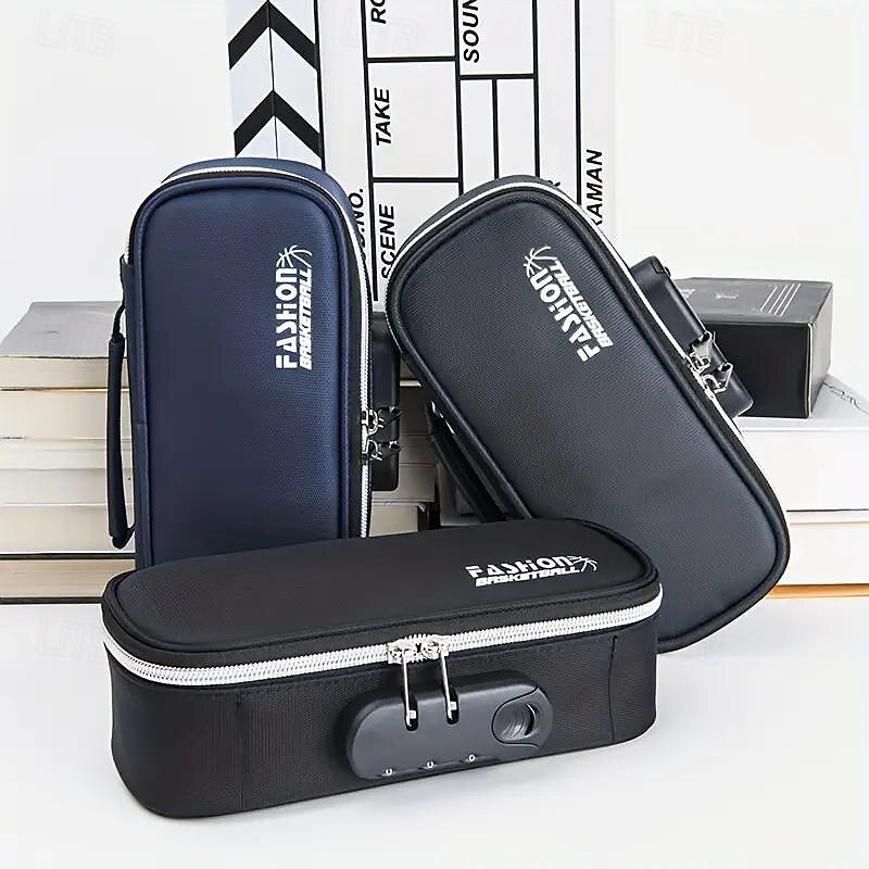 Password Lock Pen Bag Large Capacity Four-layer Multi-functional Stationery Bag in Primary School Students Simple Anti-theft Pencil Case