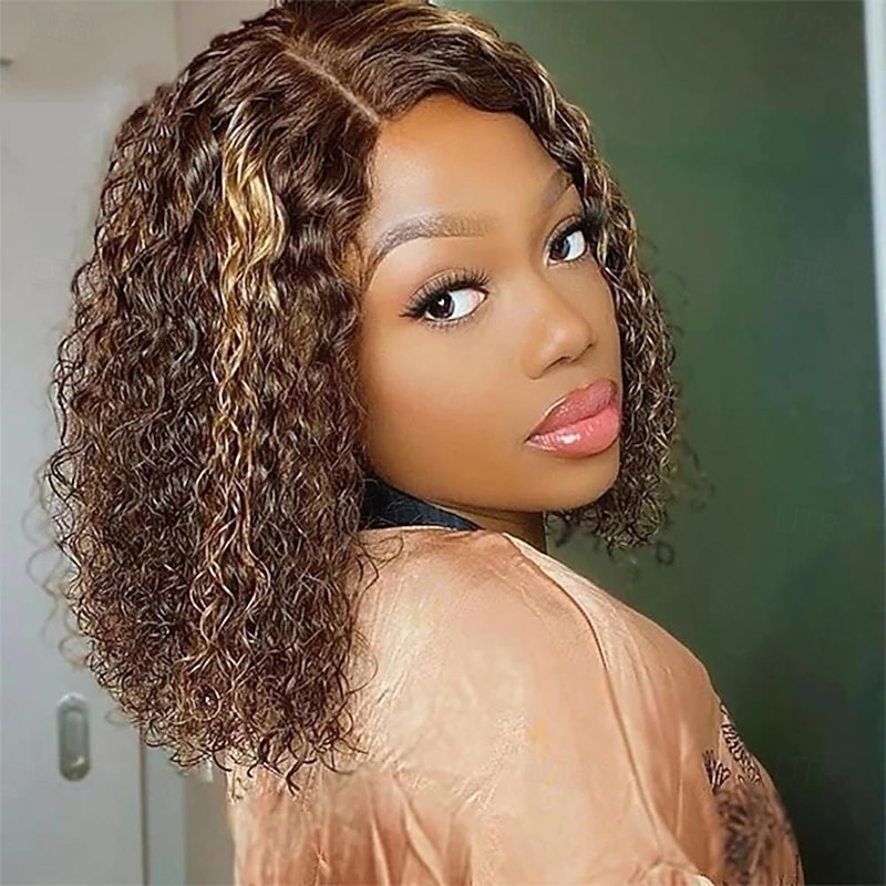 Highlights P4/27 13*4 Short BOBO straight front lace wig 150% density 10-14 inches