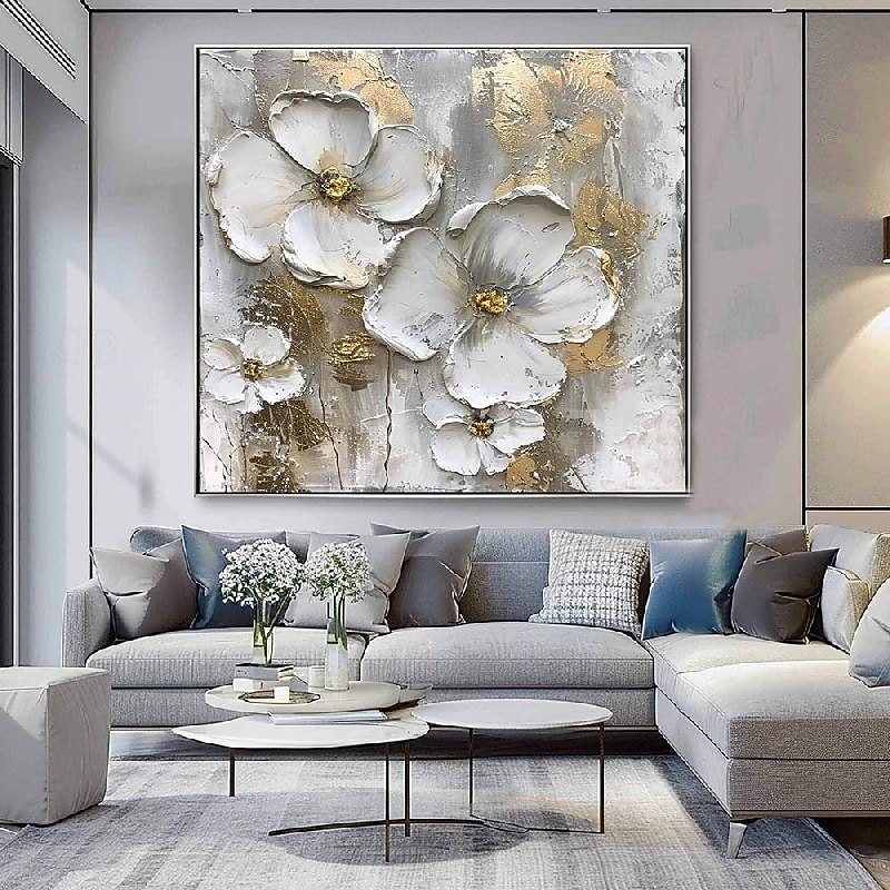 Flower Oil Painting on Canvas handmade  Abstract Floral Painting hand painted Minimalist Wall Art Custom Painting Modern artwork paintings for Living Room bedroom wall Decor Gift