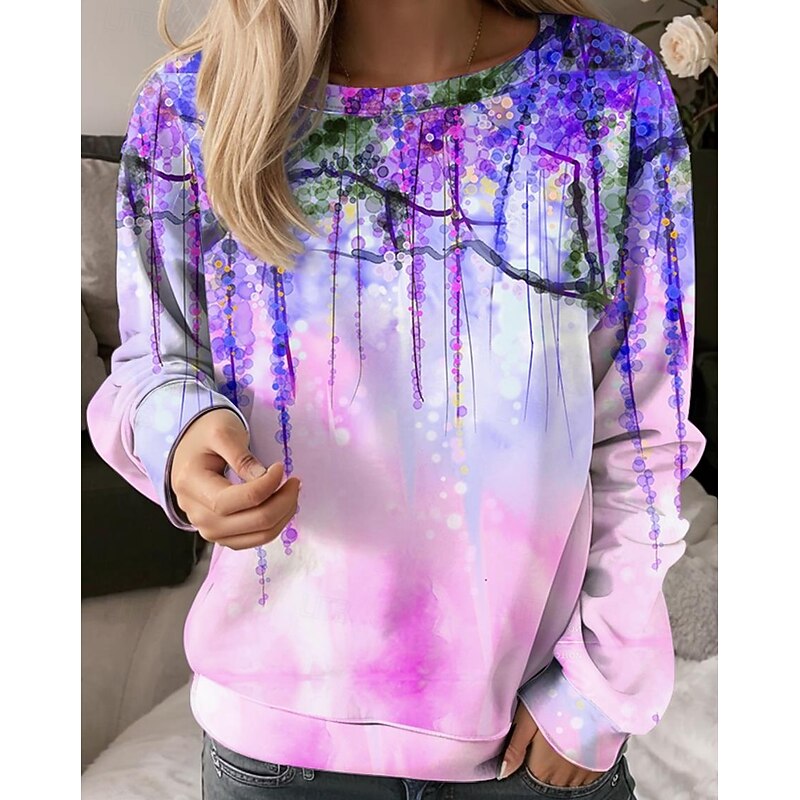 Women's Sweatshirt Floral Graphic Dailywear Print Casual Loose Fit Crew Neck Long Sleeve Inelastic Spring Fall Winter Comfrt Breathable Soft Fabric2