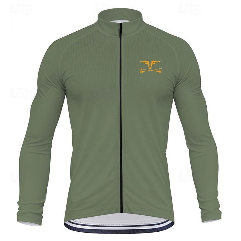 Men's Cycling Jersey Graphic Long Sleeve Bike Tee Tshirt Top with 3 Rear Pockets Mountain Bike MTB Road Bike Cycling Quick Dry Front Zipper Wicking Sports Blue Green Khaki Clothing Apparel2