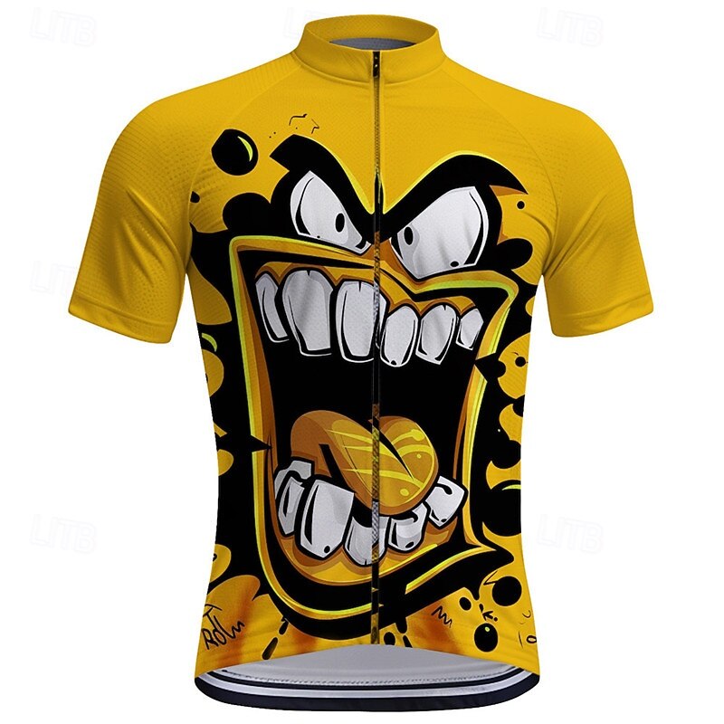 Men's Cycling Jersey Cartoon Short Sleeve Bike Tee Tshirt Top with 3 Rear Pockets Mountain Bike MTB Road Bike Cycling Quick Dry Front Zipper Wicking Sports Yellow Blue Purple Clothing Apparel4