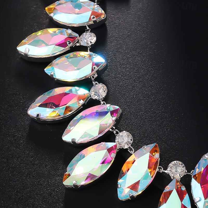 Bridal Jewelry Sets 1 set Zircon Rhinestone 1 Necklace Earrings Women's Elegant Stylish Colorful Cute Fancy Precious Diamond Water Drop Jewelry Set For Wedding Party3