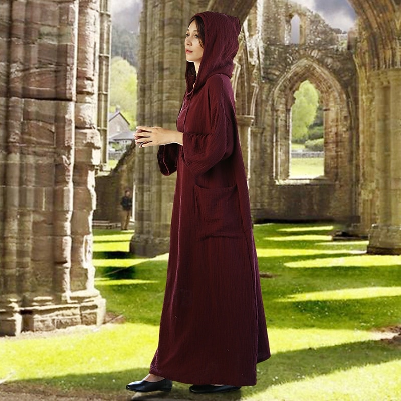 Retro Vintage Medieval Dress Solid Color Fancy Dress Women's Celtic Viking Fantasy Halloween Carnival Party / Evening Adults' Dress