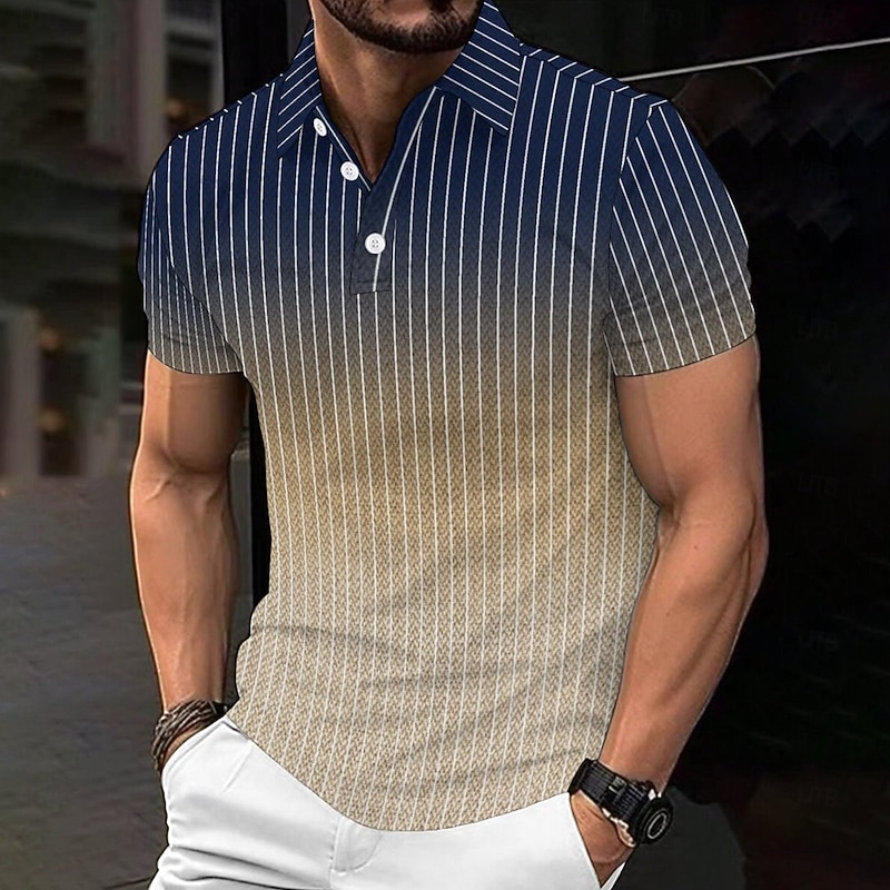 Casual Men's Polo Shirt Golf Polo Short Sleeve Daily Wear 95% Polyester 5% Spandex Short Sleeve Turndown Polo Shirts Brown Spring & Summer S M L Micro-elastic Lapel Polo