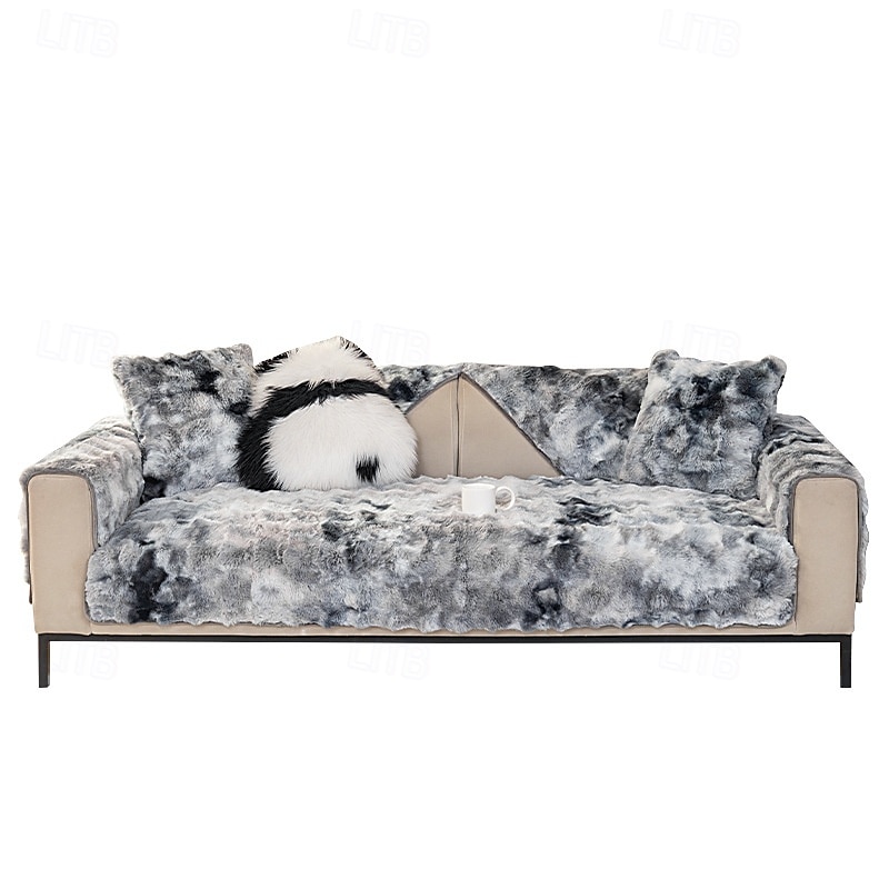 1pc Faux Rabbit Fur Couch Cover - Ultra-Soft and Luxurious Texture - Provides Cozy Warmth and Style - Protects Your Sofa from Spills, Stains, and Scratches - Easy to Install and Remove2