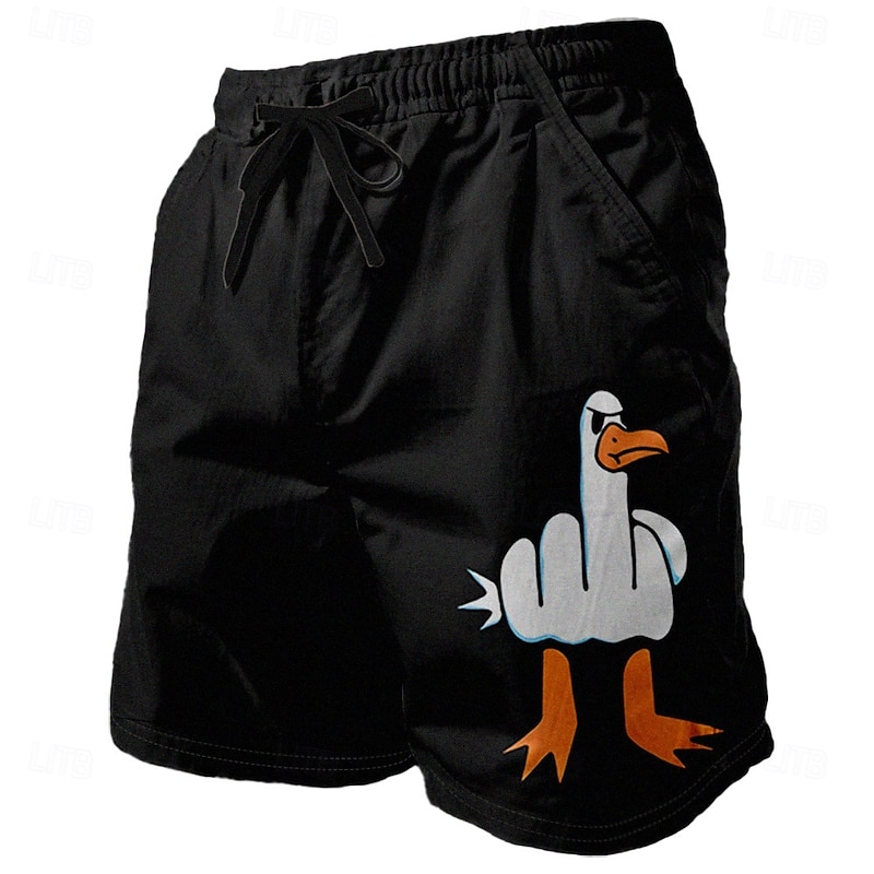 Men's Animal Duck Sweat Shorts Beach Shorts Terry Shorts Mid Waist Vintage Casual Daily Holiday Streetwear Drawstring Elastic Waist 3D Print Designer Clothing Apparel