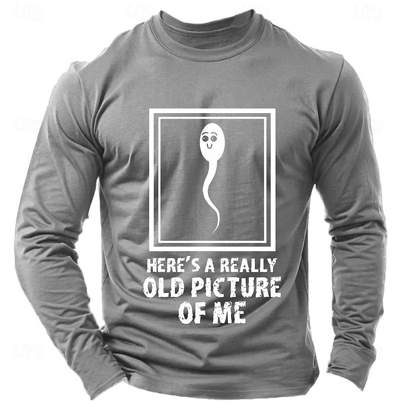 Men's Word / Phrase abstract T Shirt Long Sleeve Shirt 100% Cotton Long Sleeve Graphic Shirt Light Heather Grey Black Deep Blue Comfortable Tee Vacation Street Fashion Designer Clothing2