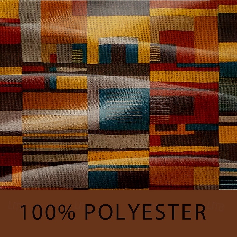 Men's Dress Pants Buttons Pocket 3D Print Plaid Color Block Patchwork Full Length Business Casual Vintage Orange Inelastic3