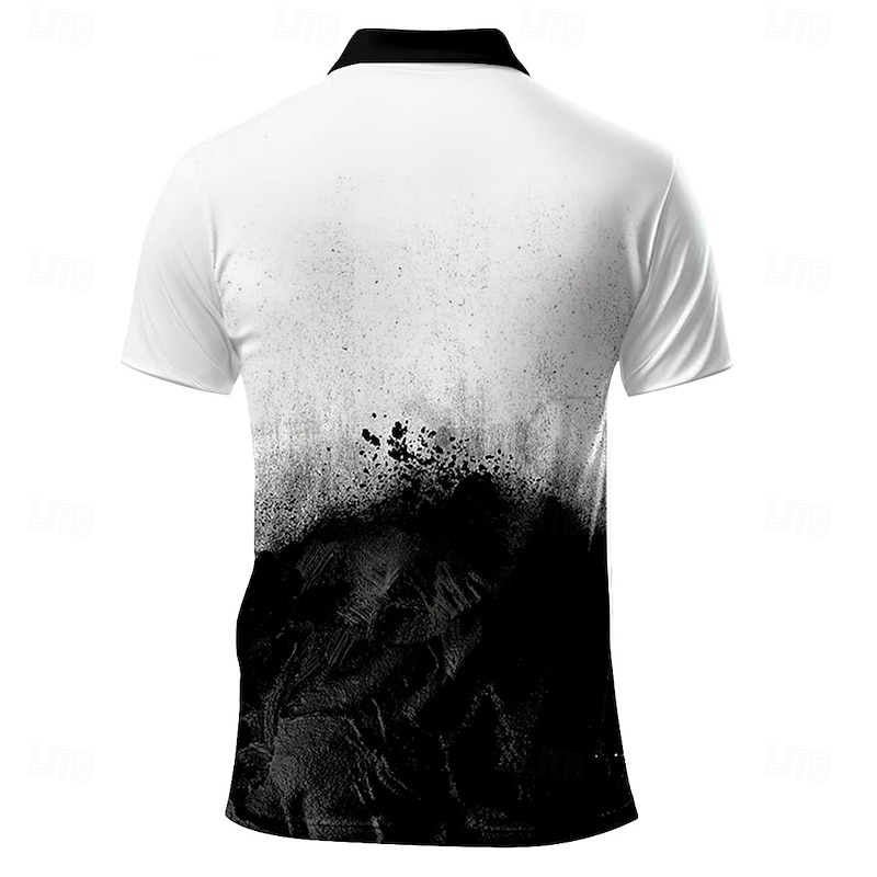 Men's Christian Golf Shirt Short Sleeve Polo Shirts Collared Shirts Vacation Wear Party Outfits Buttons 3D Print Summer Black2