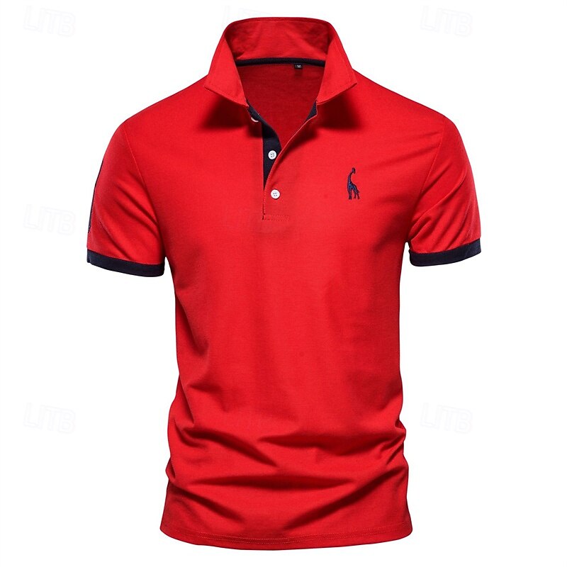 Men's Golf Shirt Golf Polo Work Casual Lapel Short Sleeve Basic Modern Deer Button Embroidery Spring & Summer Regular Fit Depression Green Black White Red Navy Blue Royal Blue Golf Shirt4