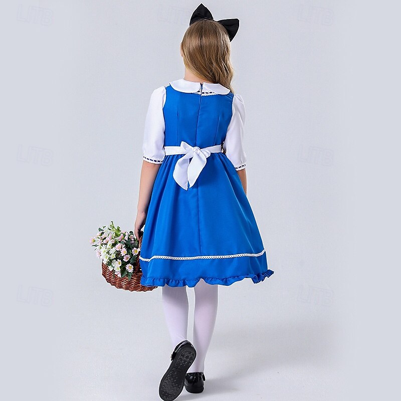 Alice in Wonderland Alice Dress Halloween Group Family Costumes Kids Adults' Women's Girls' Party Halloween Carnival Easy Carnival Costume2