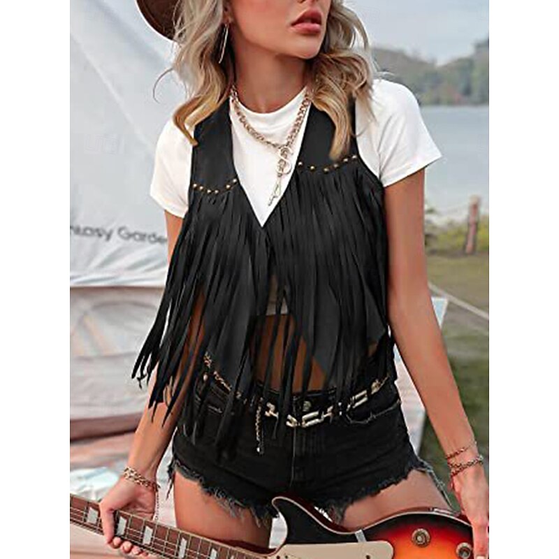 Women's Gilet Dailywear Irregular Hem Solid Color Windproof Vintage Regular Fit Outerwear Sleeveless Summer Black S3