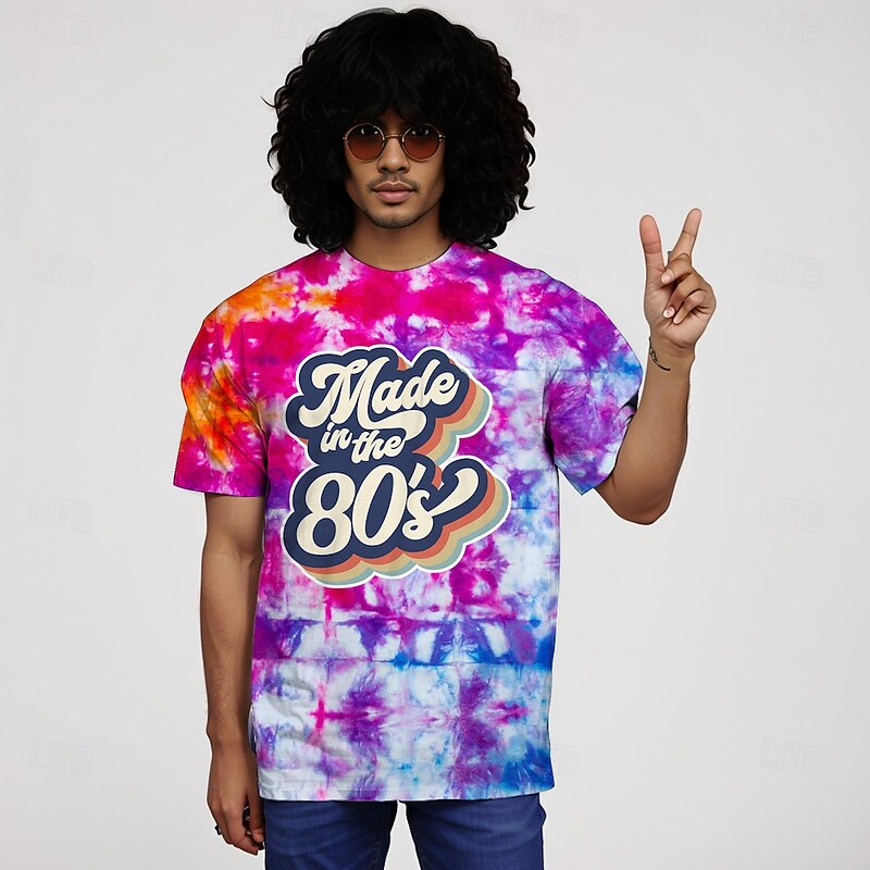 Hippie Mexican African T-shirt Tie-Dye Tee 3D Tie Dye Print 80s Retro Vintage 1980s 1970s For Men's Adults' Masquerade 3D Print Casual Daily