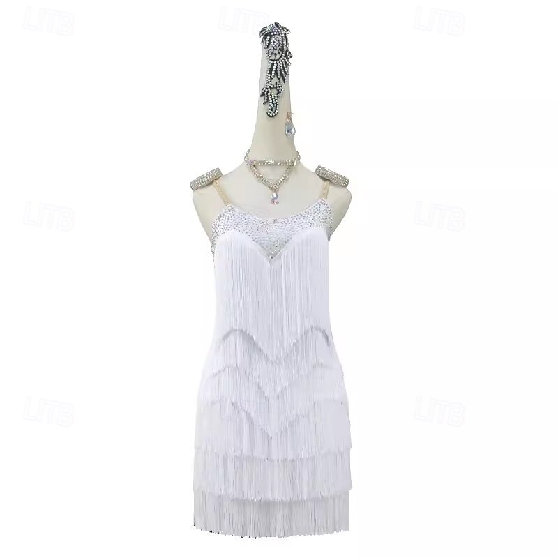 Latin Dance Dress Rhinestone Tassel Women's Performance Clothes Sleeveless Rumba Salsa Chacha Stage Costume3