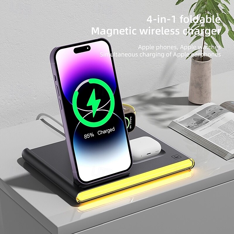 Wireless Charger Charging Station 8 Port Multi USB Charger Station ROHS CE Certified FCC Fast Wireless Charging MagSafe Magnetic For Cellphone Tablet iPhone iPad Cell Phone Tablets 1 PC4