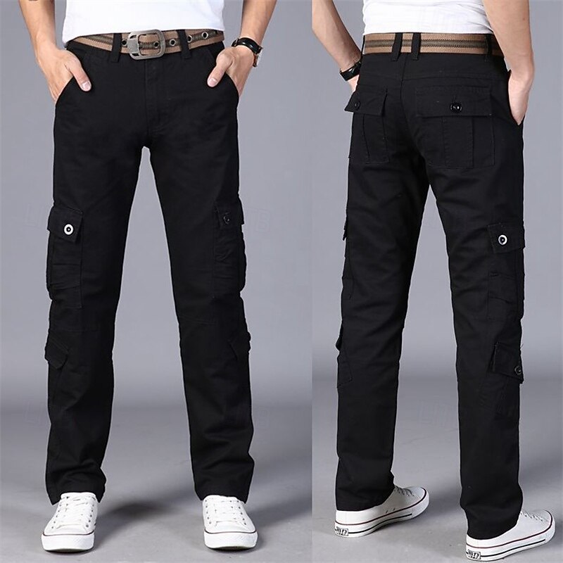 Men's Cargo Pants Trousers Work Pants Multi Pocket Plain Wearable Camping & Hiking Black Brown4