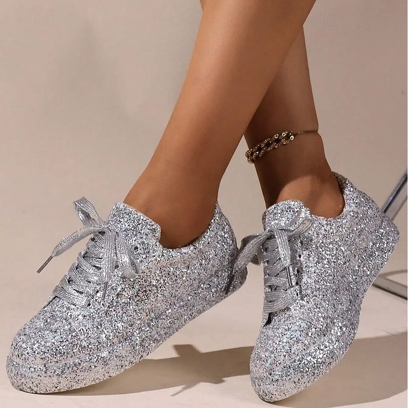 Women's Sparkly Glitter Sneakers – Comfortable Fashion Trainers for Party and Casual Wear2