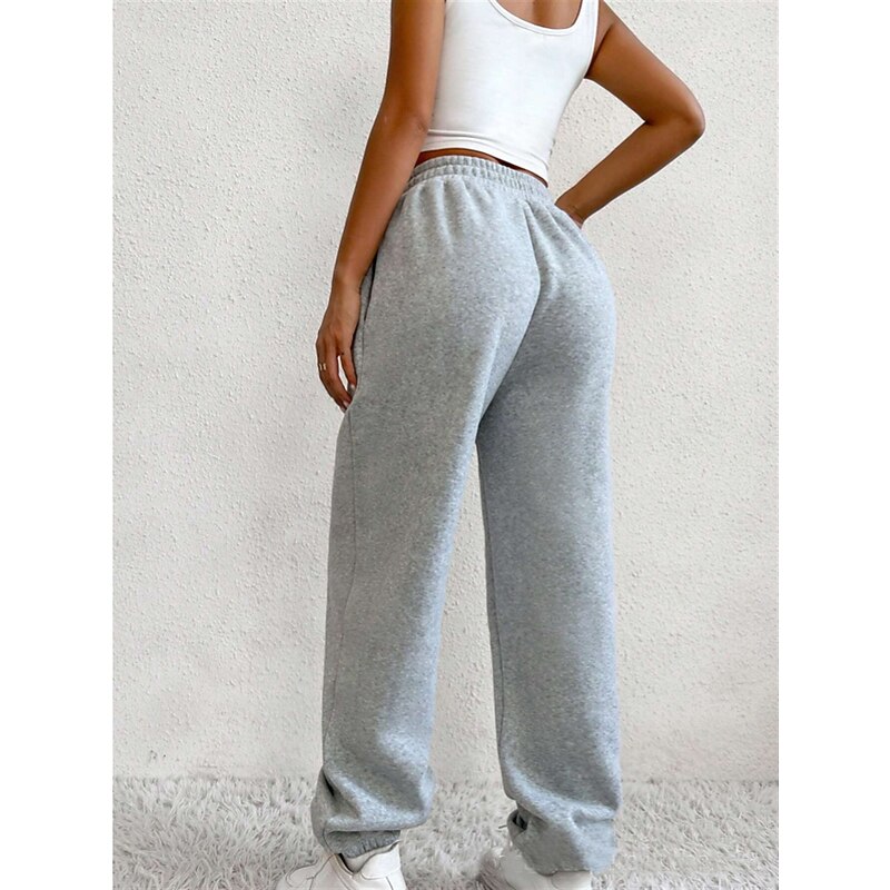 Women's Sweatpants Chinos Fashion Ethnic Style Full Length High Waist Pocket Elastic Waistband Comfy Soft Comfortable Micro-elastic Outdoor Street Light Gray Dark-Gray Black Fall Winter Loose Fit2