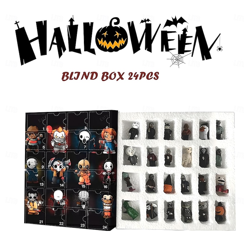 Halloween Horror Movie Advent Calendar 2025 Contains 24 Christmas Gifts, Xmas Horror Figures Countdown Calendar with Surprise Toys, Collectible Figures Gifts for Kids2
