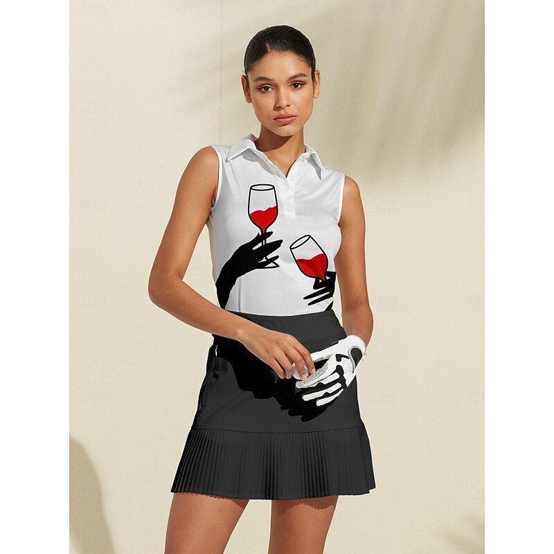 Women's Golf Polo Shirt White Sleeveless Top Ladies Golf Attire Clothes Outfits Wear Apparel3