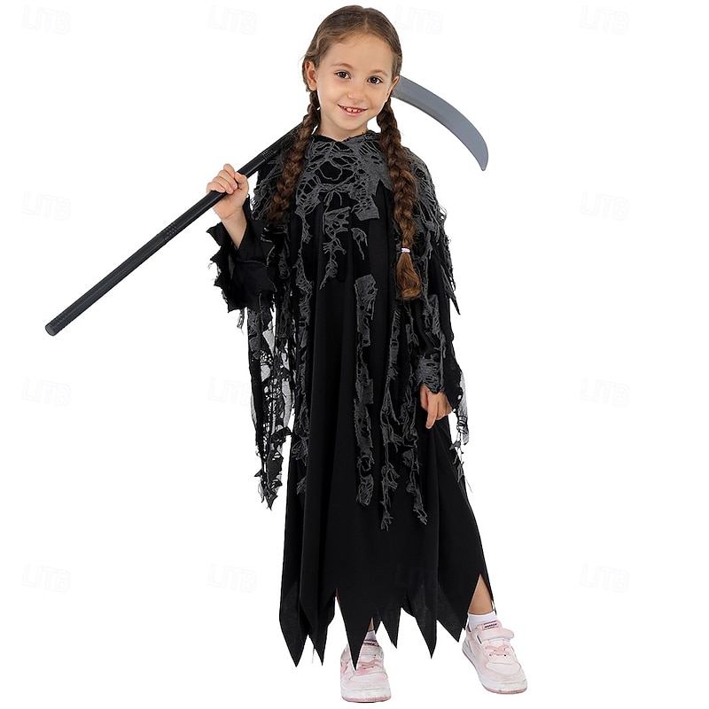 Grim Reaper Halloween Cosplay Costume Scary Costume Kid's Boys' Girls' Carnival Masquerade Party / Evening Easy Halloween Costumes Dress Up3