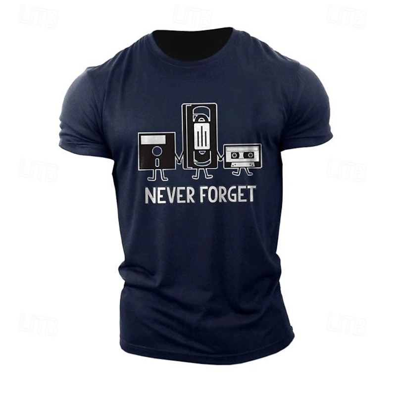 Men's Short Sleeve Graphic T-Shirt - Never Forget Retro Tech Media Nostalgia Design2