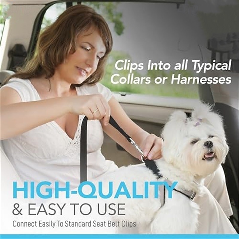 Dog Seat Belt Adjustable, Clip for Car, 2pcs, Universal Fit for Dogs, Durable Car Safety Harness4