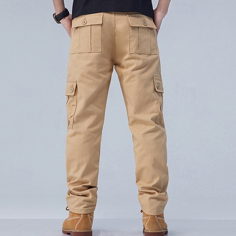Men's Cargo Pants Trousers Work Pants Buttons Multi Pocket Plain Wearable Outdoor Daily Camping & Hiking Fashion Classic Black Army Green2
