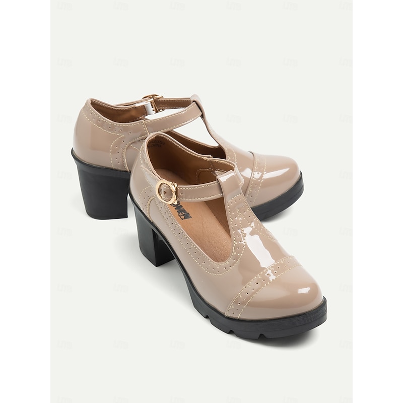 Women's Vintage T-Strap Chunky Heel Shoes - Elegant and Versatile Footwear for Office, Parties, and Everyday Wear2