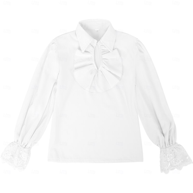 Medieval Renaissance 17th Century Blouse / Shirt Warrior Ranger Solid Color Fancy Dress Boys' Pirate Fantasy Royal Halloween Carnival Masquerade Performance Renaissance Fair LARP Kid's Shirt4