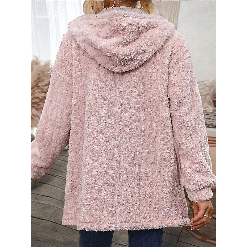 Women's Casual Jacket Warm Comfortable Adjustable Fashion Solid Color Athleisure Daily Open Front Regular Turndown Regular Fit Long Sleeve Outerwear Pink Spring Fall2