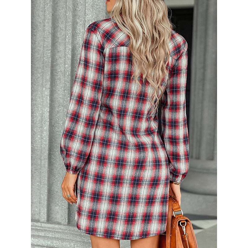 Women's Shift Dress Mini Dress Casual Crew Neck Half Sleeve Black Red Blue Color2