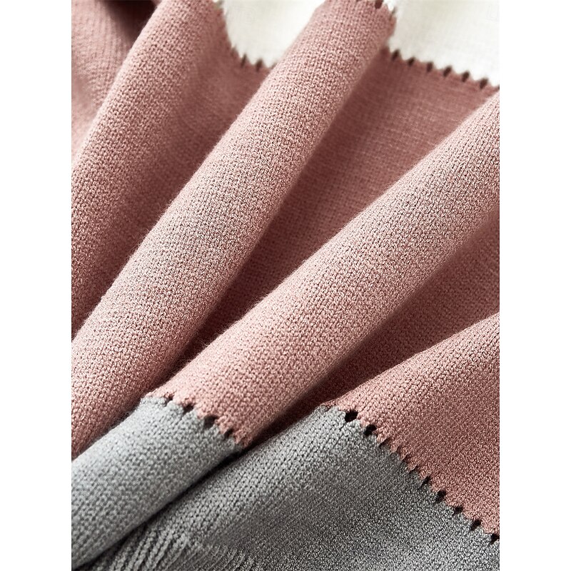 Women's Sweater Pullover Sweater Jumper Casual Sweater Casual Soft Leopard Striped Ribbed V Neck Knitted Long Sleeve Regular Tops Knit Outdoor Daily Weekend Pink Fall Winter3