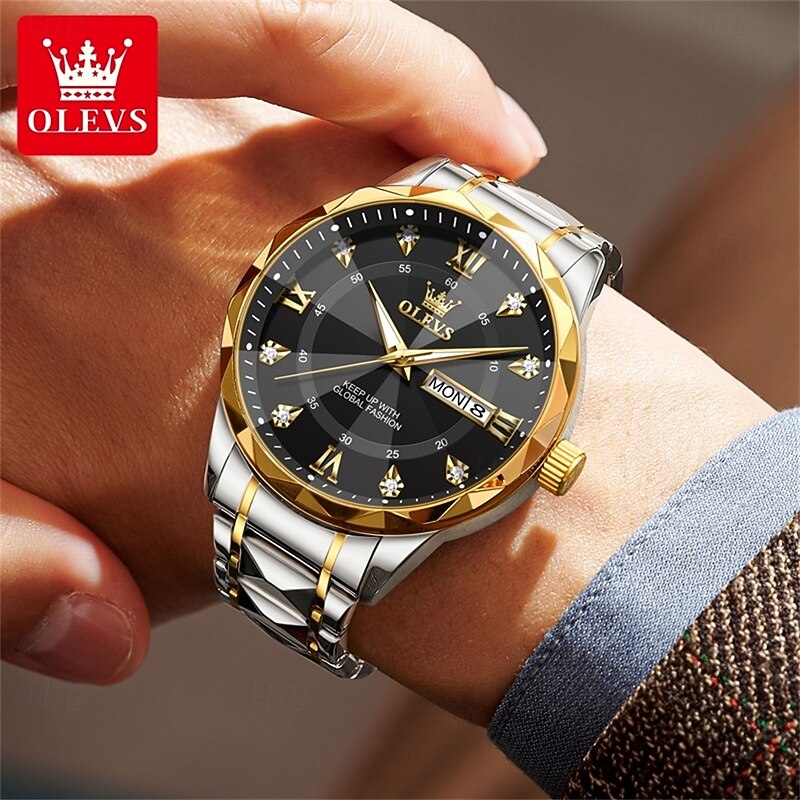 OLEVS Men Quartz Watch Minimalist Fashion Business Wristwatch Luminous Calendar Date Week Waterproof Steel Watch4