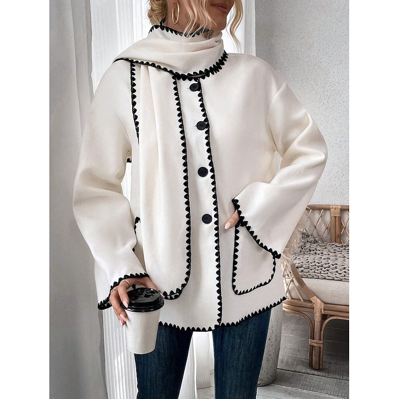Women's Blouse Stylish Modern Long Sleeve Regular Tops Work Daily White Spring Fall Winter