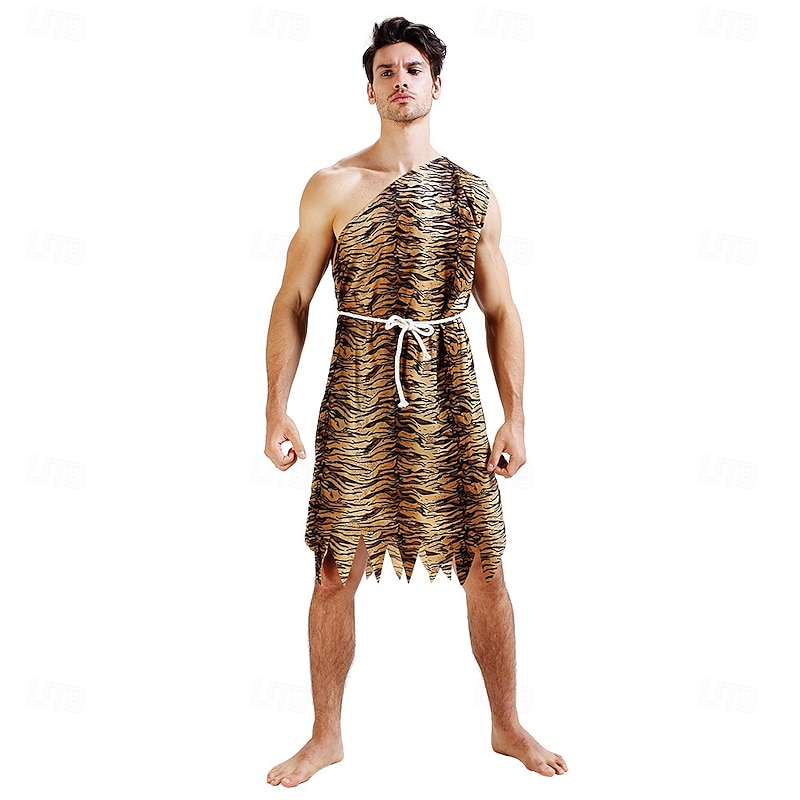 Savage Primitive man Halloween Cosplay Costume Fancy Costume Cosplay Halloween Adults' Men's Halloween Carnival Easy Halloween Costumes Dress Up